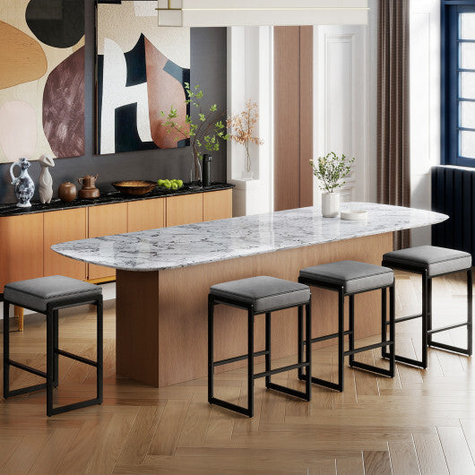 26 inch Bar Stools Set of 4 Counter Height Barstools with Faux Leather Upholstered Seat-Brown LuxuryLifeWay Online Store