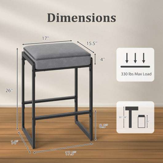 26 inch Bar Stools Set of 4 Counter Height Barstools with Faux Leather Upholstered Seat-Brown LuxuryLifeWay Online Store