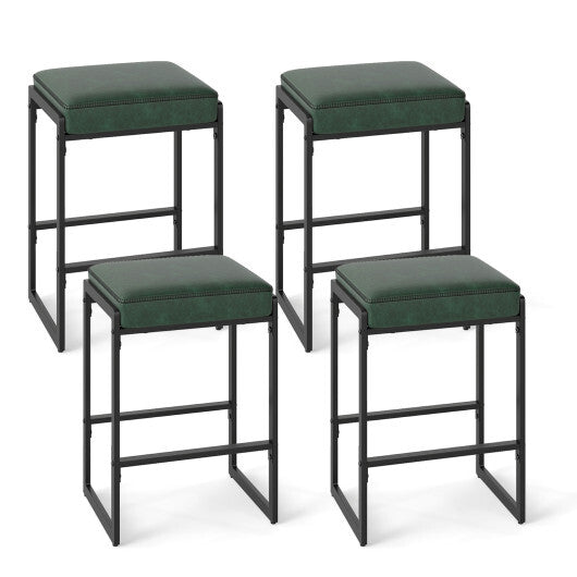 26 inch Bar Stools Set of 4 Counter Height Barstools with Faux Leather Upholstered Seat-Brown LuxuryLifeWay Online Store