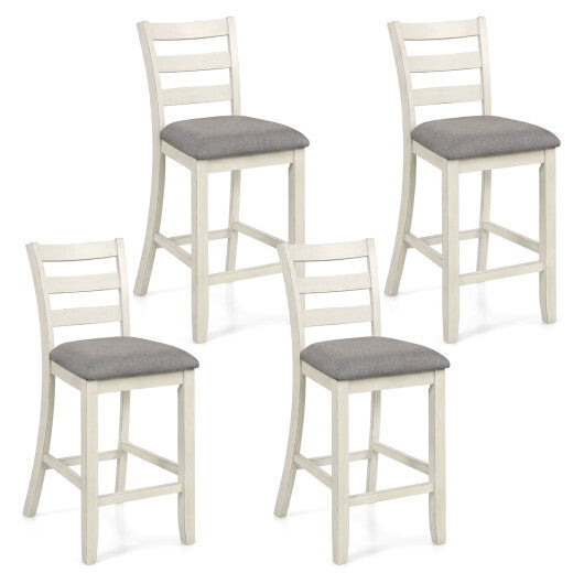 4 Pieces Counter Height Chairs with Fabric Seat and Rubber Wood Legs-Beige LuxuryLifeWay Online Store