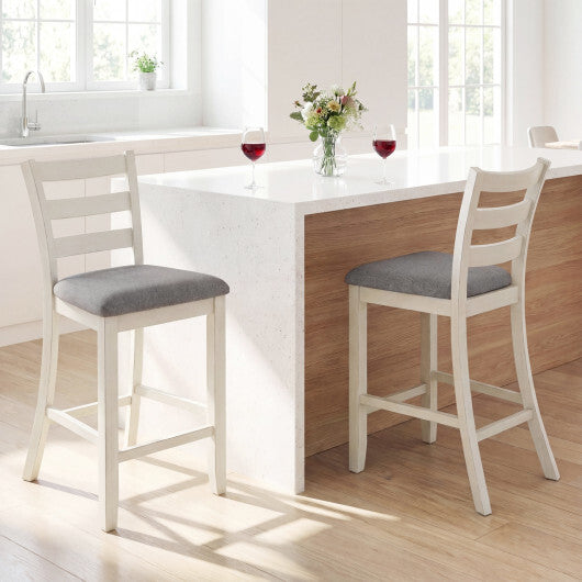 4 Pieces Counter Height Chairs with Fabric Seat and Rubber Wood Legs-Beige LuxuryLifeWay Online Store