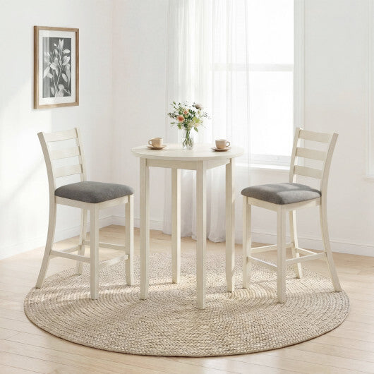 4 Pieces Counter Height Chairs with Fabric Seat and Rubber Wood Legs-Beige LuxuryLifeWay Online Store