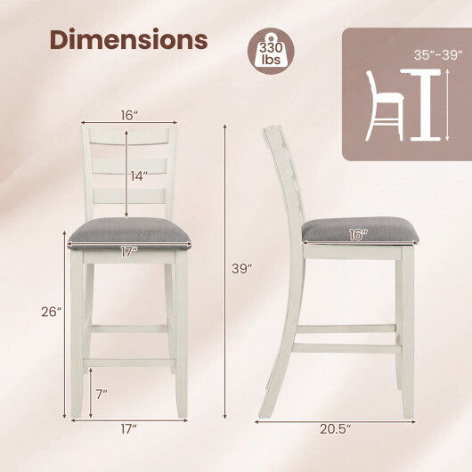 4 Pieces Counter Height Chairs with Fabric Seat and Rubber Wood Legs-Beige LuxuryLifeWay Online Store