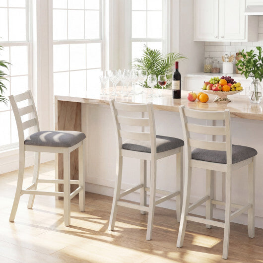 4 Pieces Counter Height Chairs with Fabric Seat and Rubber Wood Legs-Beige LuxuryLifeWay Online Store