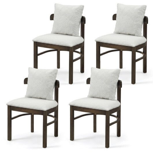 Fabric Upholstered Wood Dining Chairs Set of 4 with Removable Pillow-Gray LuxuryLifeWay Online Store