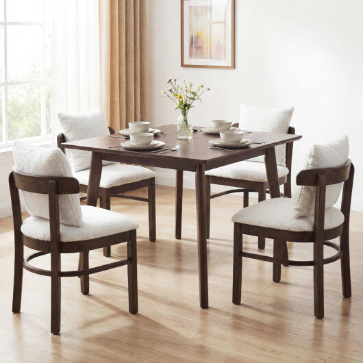 Fabric Upholstered Wood Dining Chairs Set of 4 with Removable Pillow-Gray LuxuryLifeWay Online Store
