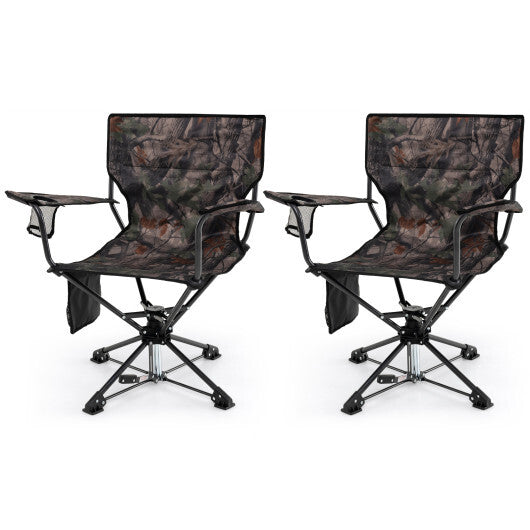 360? Swivel Hunting Chair Portable Foldable Hunting Chair Set of 2-Camo LuxuryLifeWay Online Store