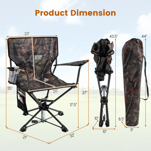 360? Swivel Hunting Chair Portable Foldable Hunting Chair Set of 2-Camo LuxuryLifeWay Online Store