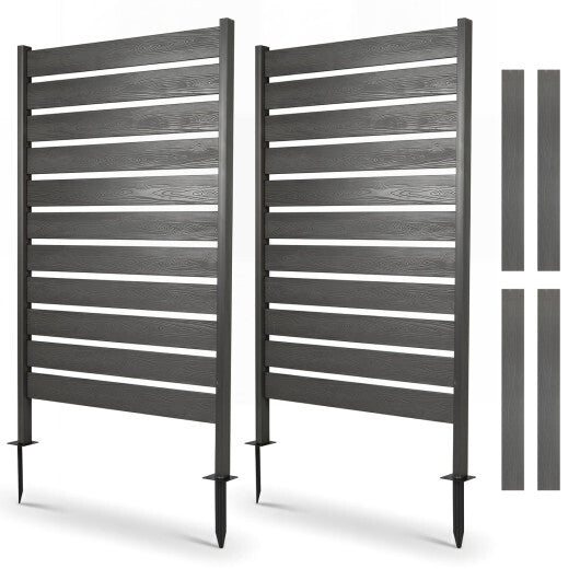 2 Pieces Outdoor Privacy Screen Fence for Backyard Pool Lawn-Gray LuxuryLifeWay Online Store