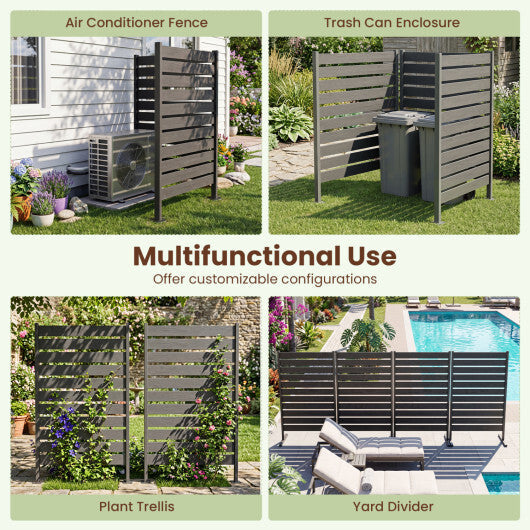 2 Pieces Outdoor Privacy Screen Fence for Backyard Pool Lawn-Gray LuxuryLifeWay Online Store