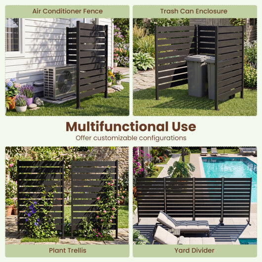 2 Pieces Outdoor Privacy Screen Fence for Backyard Pool Lawn-Gray LuxuryLifeWay Online Store
