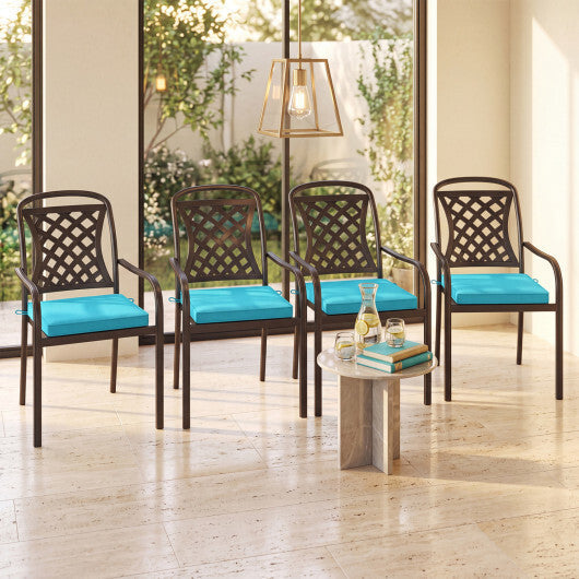 Outdoor Chair Cushion Set of 4 Waterproof Olefin Seat Cushions-Turquoise LuxuryLifeWay Online Store