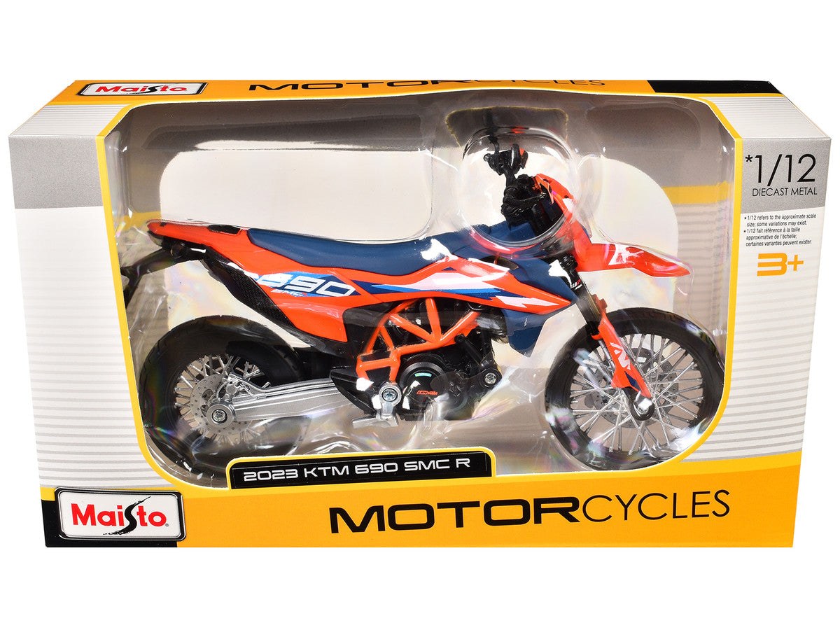 2023 KTM 690 SMC R Orange and Blue 1/12 Diecast Motorcycle Model by Maisto LuxuryLifeWay Online Store