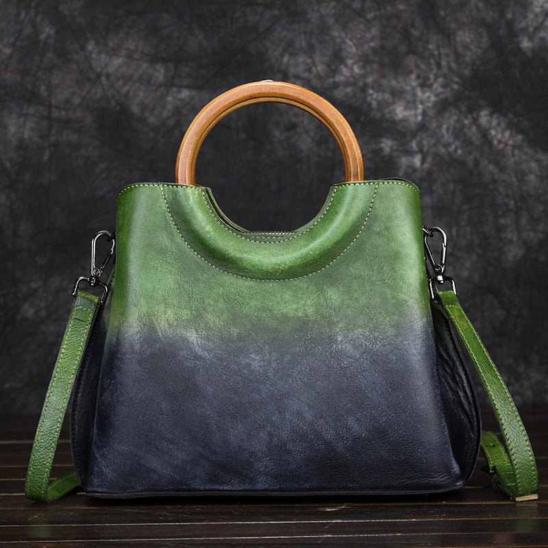 Leather handbags hand-painted suede leather handbags retro craft trend ladies handbag diagonal package LadyShow.Store