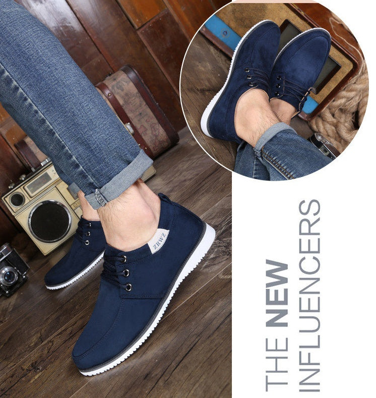 New spring and autumn men's shoes casual shoes sports shoes British wind shoes low to help men's running shoes breathable Best YouTube Store