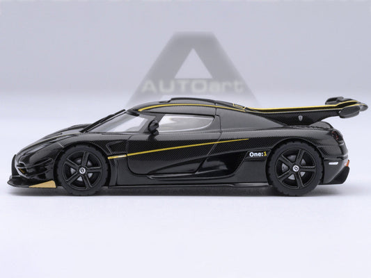 Koenigsegg One:1 Carbon Fiber with Gold Stripes 1/64 Diecast Model Car by Autoart LuxuryLifeWay Online Store