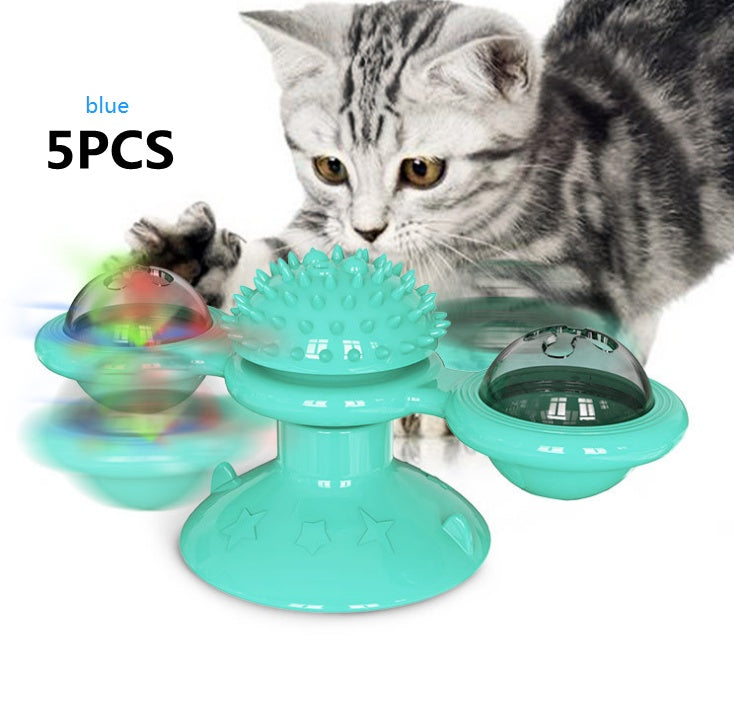 Cat Rotating Windmill Multi-Function Toys Itch Scratching Device Teeth Shining Toy Pets Fashion