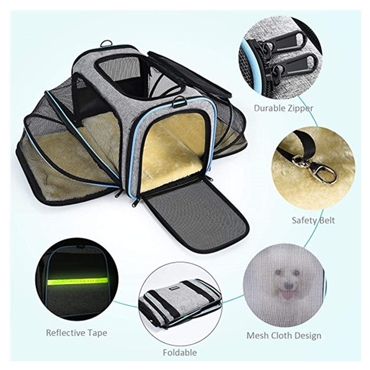 Carrier For Cat Pet Airline Approved Expandable Foldable Soft Dog Carrier Opened Doors Reflective Tapes Cat Travel Bag Pets Fashion