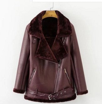 New Winter Fashion High Quality Artificial Fur Zipper Coat Pockets Warm Couples Sashes Leather Jackets Woman CJD