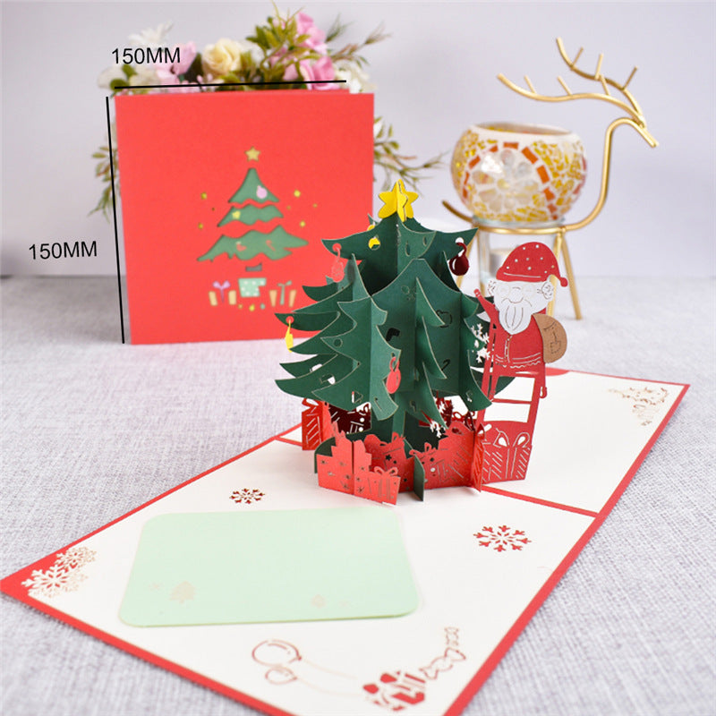 3D Merry Christmas Cards Christmas Tree Winter Gift Pop-Up Cards Christmas Decoration Stickers CJD