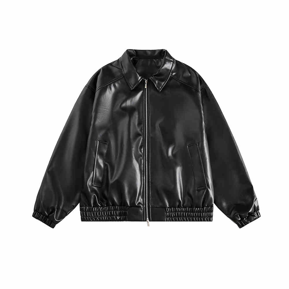 Brown Motorcycle PU Leather Coat Female Loose Jacket LadyShow.Store