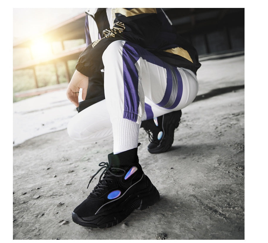 High help flying woven breathable sports casual couple tide shoes set foot socks shoes men Best YouTube Store