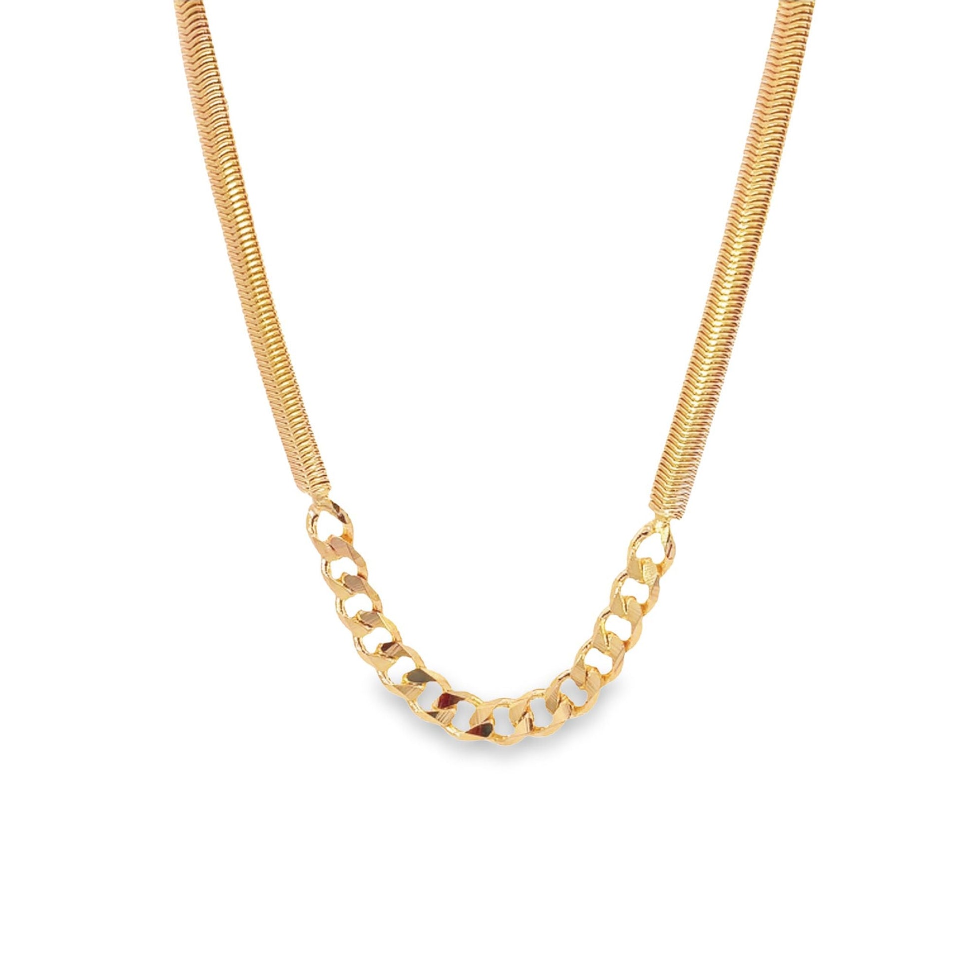Thick Half Cuban Half Snake Chain Necklace / Bracelet (F102B)(I536) LuxuryLifeWay Online Store