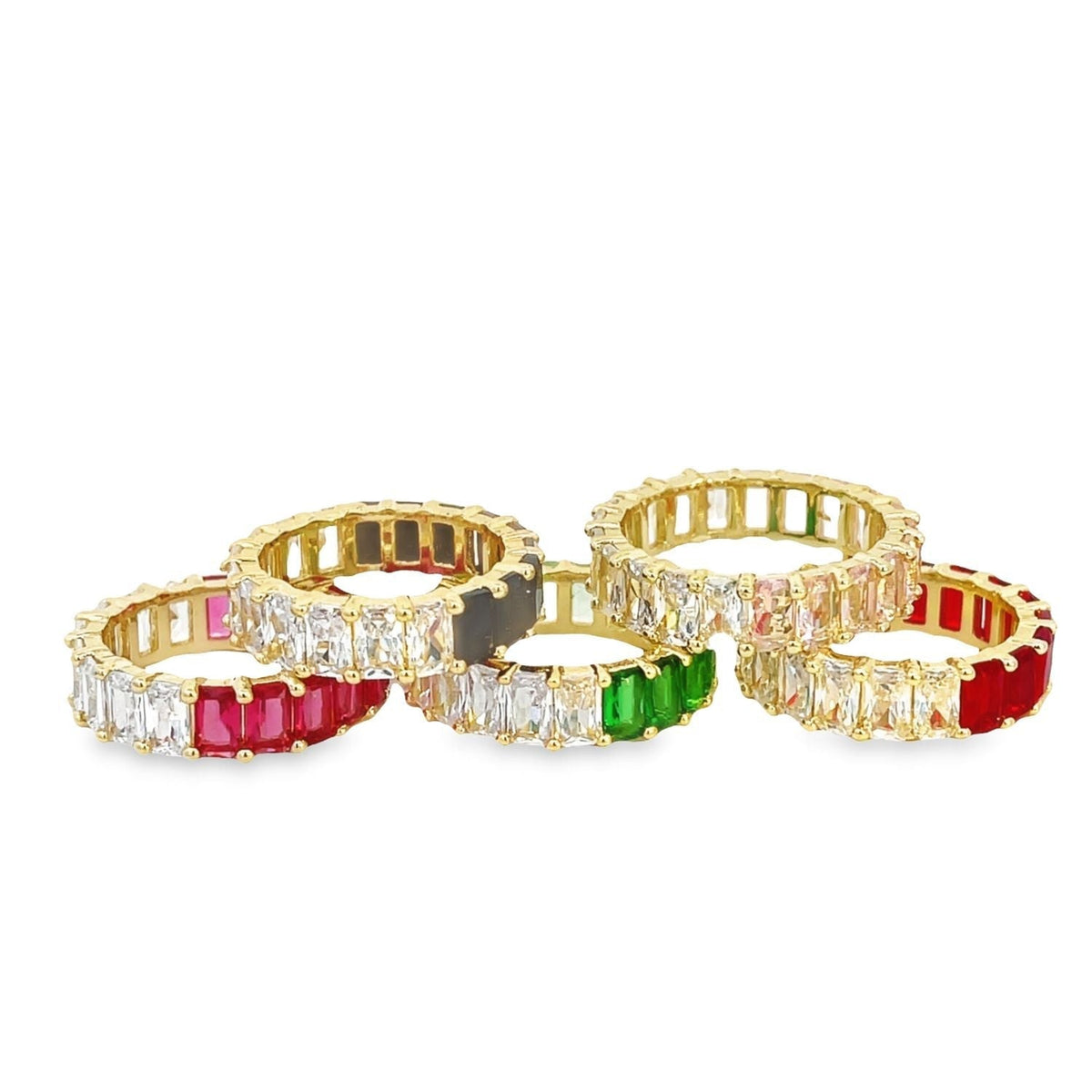 Two Sided Baguette Ring With Colored CZ Stones (D56) LuxuryLifeWay Online Store