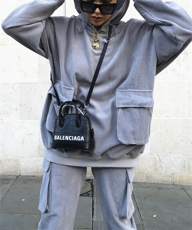 Fashion Two-piece Hooded Sweatshirt With Loose Pockets