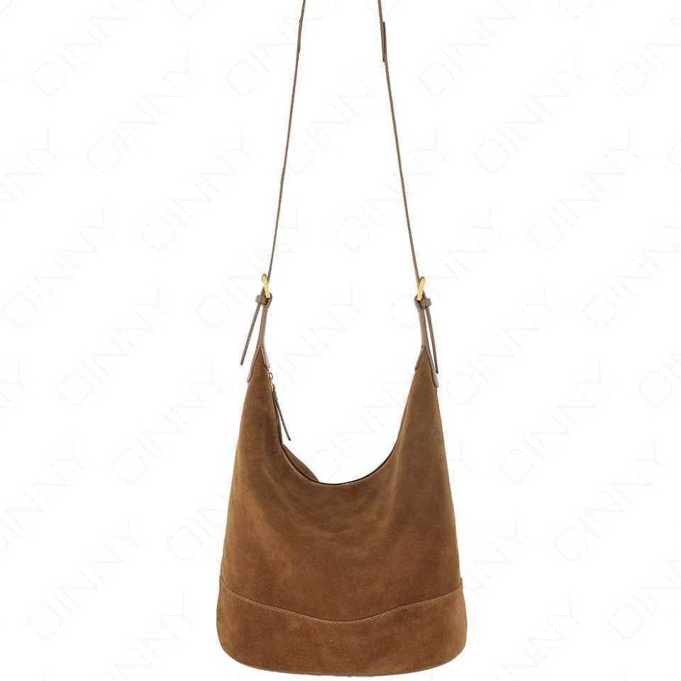 Retro Laid-back Suede Bucket A Versatile Slouchy Commuter Shoulder Or Crossbody Bag LuxuryLifeWay Online Store