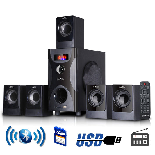 beFree Sound 5.1 Channel Surround Sound Bluetooth Speaker System in Black LuxuryLifeWay Online Store