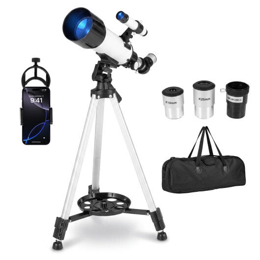 70 MM Aperture Refractor Telescope with Adjustable Tripod-Silver LuxuryLifeWay Online Store
