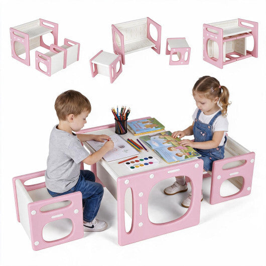 Versatile Kids Table and Chairs Set for Toddlers Ages 1-5-Pink LuxuryLifeWay Online Store