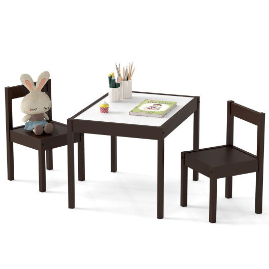 3-Piece Toddler Activity Table Set with Solid Rubber Wood Frame-Brown LuxuryLifeWay Online Store