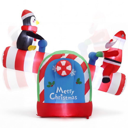5.1 FT Inflatable Christmas Santa and Penguin Seesaw with LED Lights for Garden LuxuryLifeWay Online Store