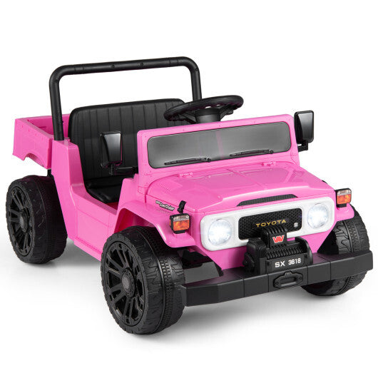 Costway 12V Electric Ride On Truck with Dump Bed and Music Licensed Toyota-Pink LuxuryLifeWay Online Store