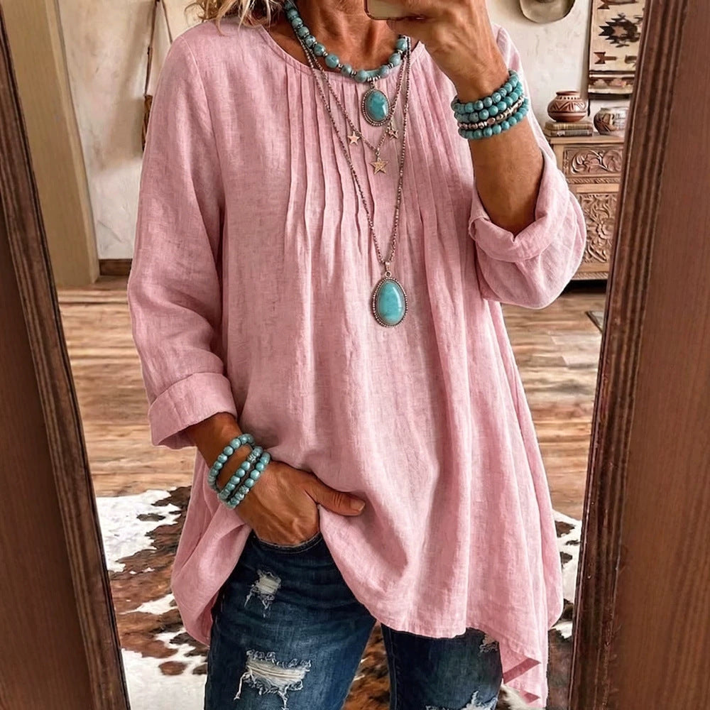 Womens Casual Crew-neck Long-sleeve Top NorixaFashion.com
