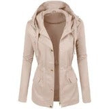 Women's fashion solid color lapel biker jacket