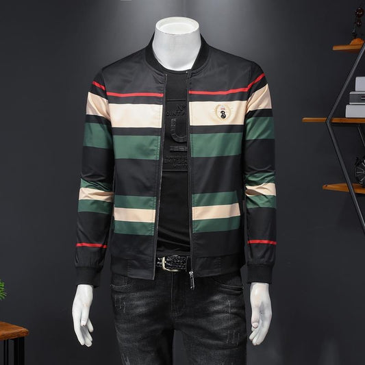 Contrast Striped Jacket Casual Men's Thin Jacket Best YouTube Store