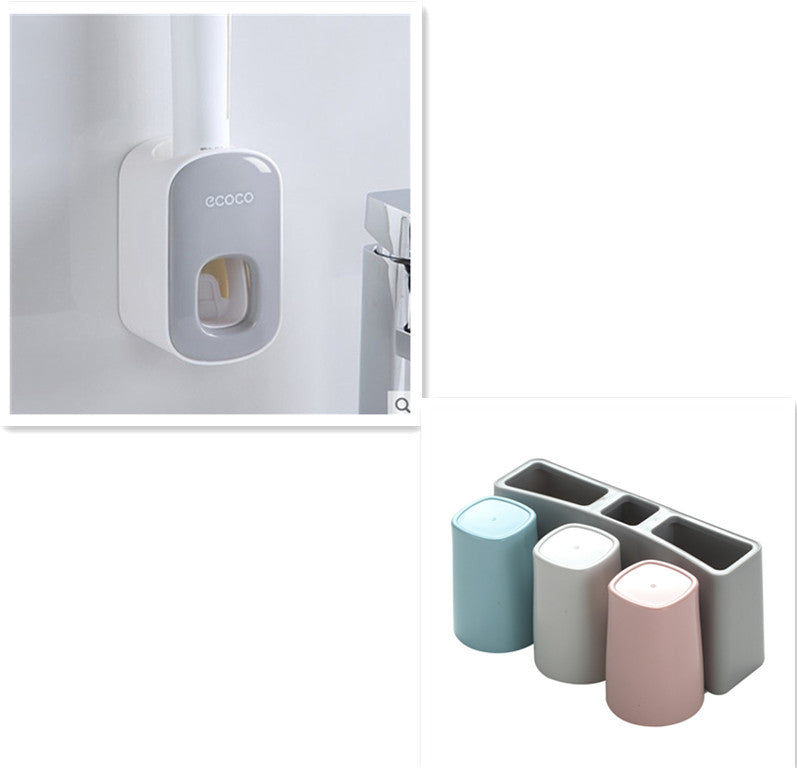 Wall Mounted Automatic Toothpaste Holder Bathroom Accessories Set Dispenser CJD
