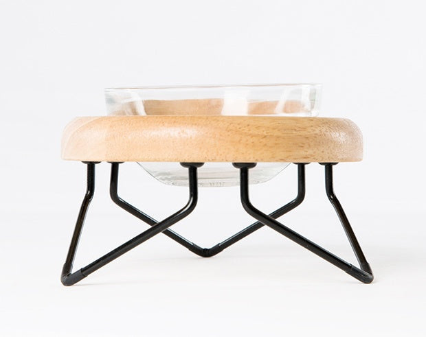 Solid Wood Cat Bowl Rack Pets Fashion