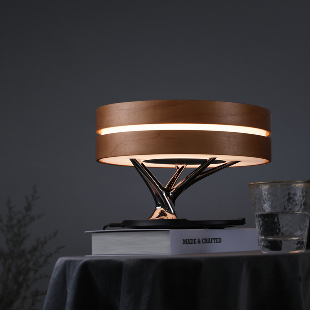Round Intelligent Music Bluetooth Speaker Bed Lamp WiFi Circle Tree Of Led Light Wireless Charging For Living Room PearlNestDecor.com