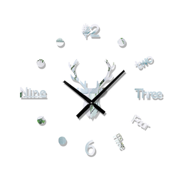 Ins3d deer head creative wall clock PearlNestDecor.com