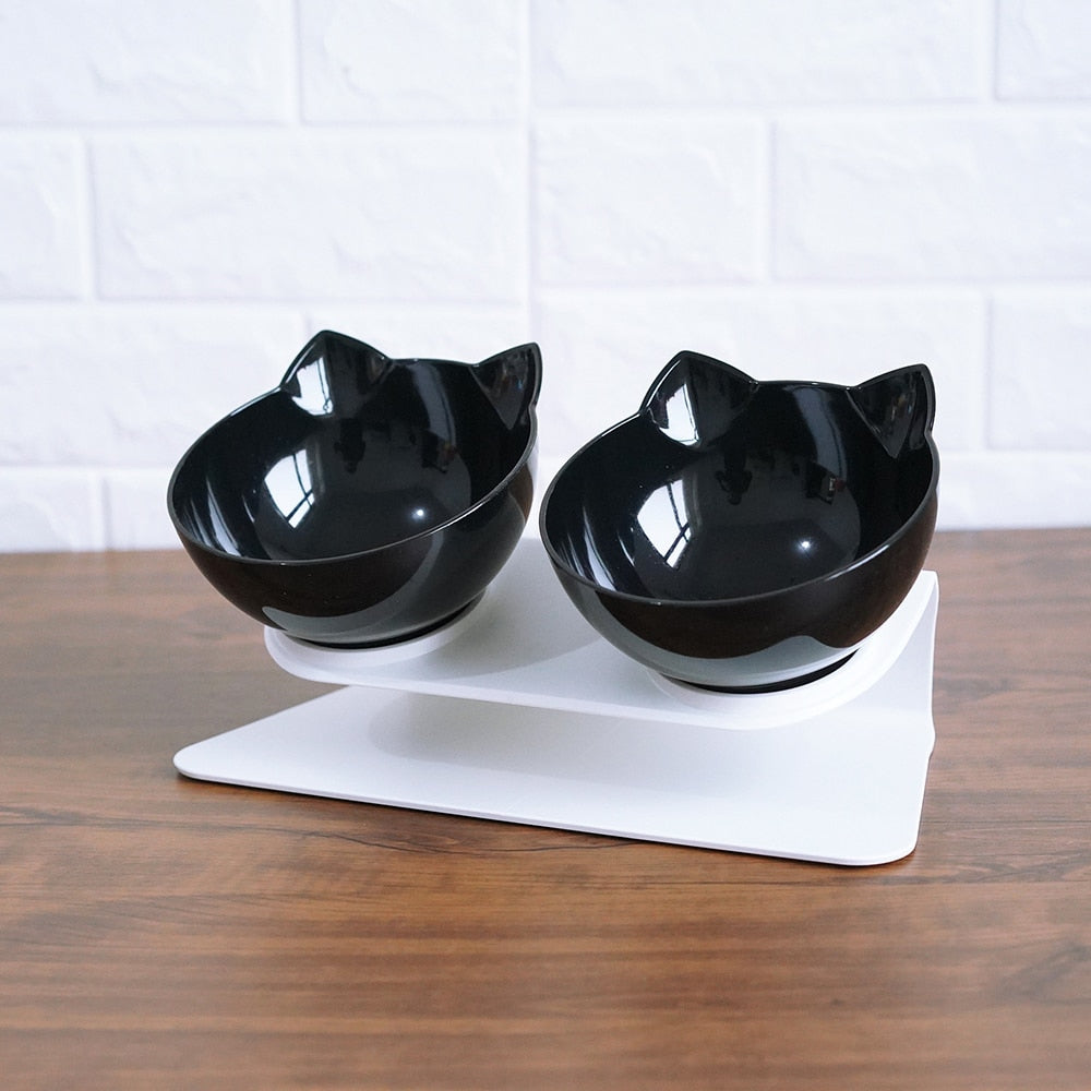 Cat Double Bowl Cat Food Bowl Protects Cervical Vertebra Pets Fashion