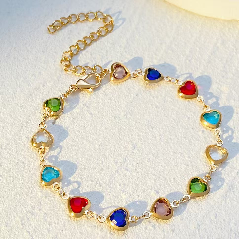 Dopamine Jewelry All-Match Colorful Heart-Shaped Bracelet For Women LadyShow.Store