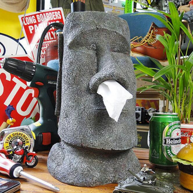 Easter island stone face like MOAI tissue box LadyShow.Store
