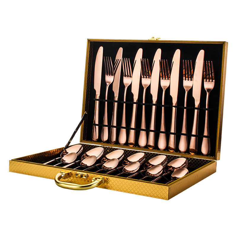 24-Piece Stainless Steel Tableware Set - One-Piece Molded Knife Fork Spoon Collection