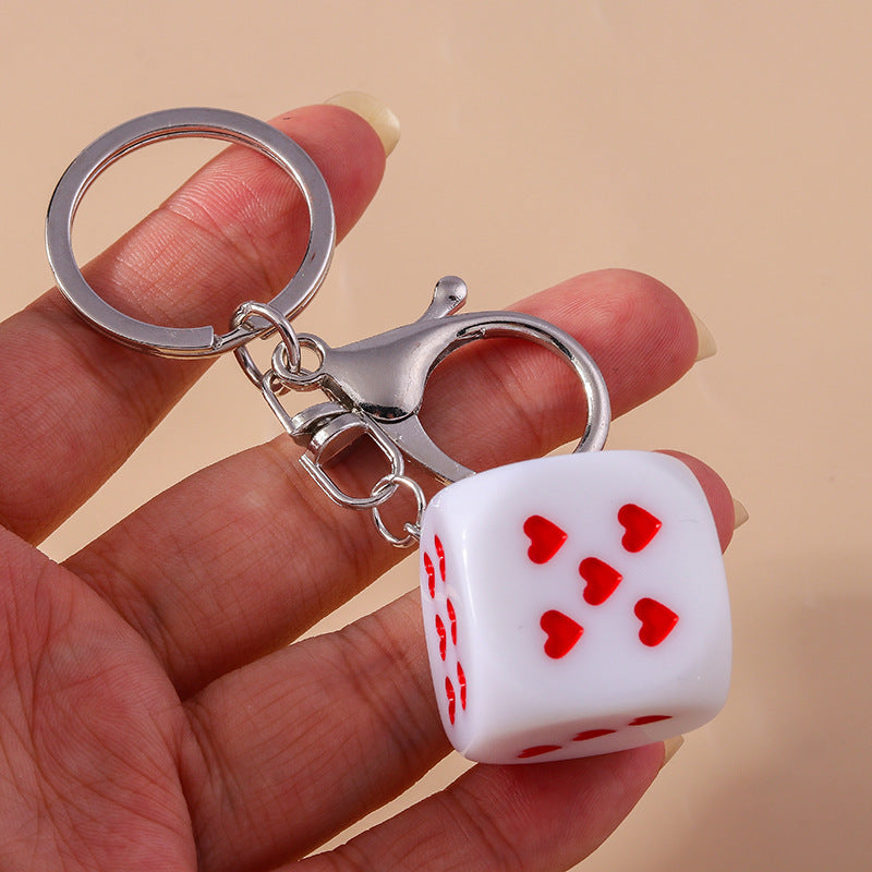 Love Dice Keychain Creative Design Oil Dripping Alloy Handmade Pendant Accessories LadyShow.Store