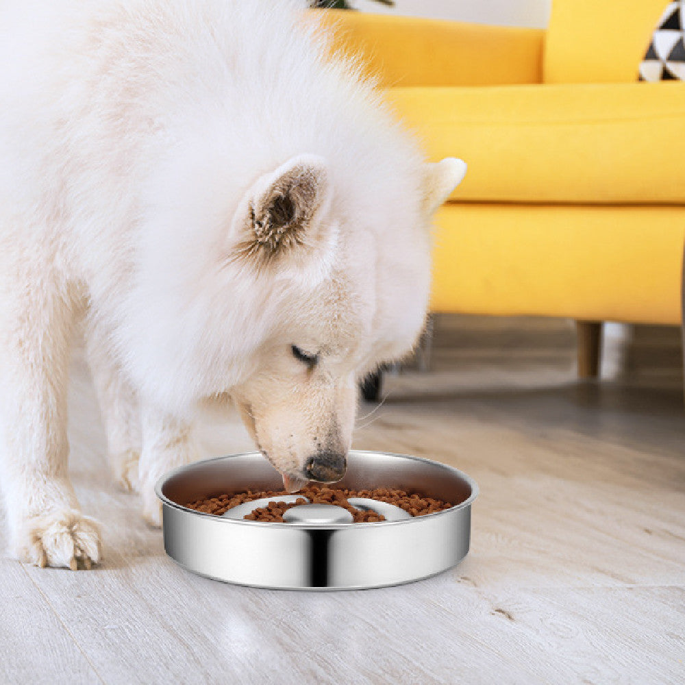 Pet Slow Feeding Bowl Stainless Steel Neck Protector Pets Fashion