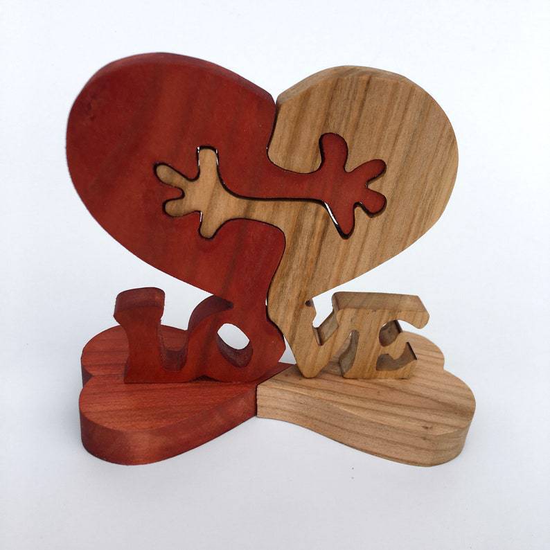 Valentines Day Gift Wooden Heart Love Desktop Ornament Wooden Decoration LuxuryLifeWay Online Store